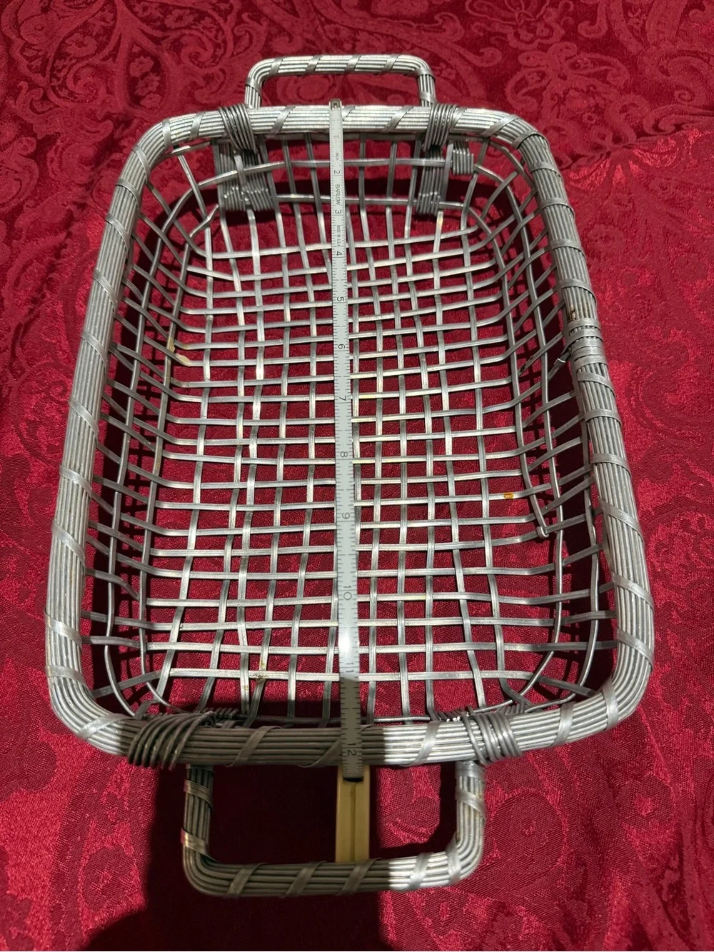 Set of 4 Gray Woven Metal Baskets with Handles to hold glass baking dishes or….
